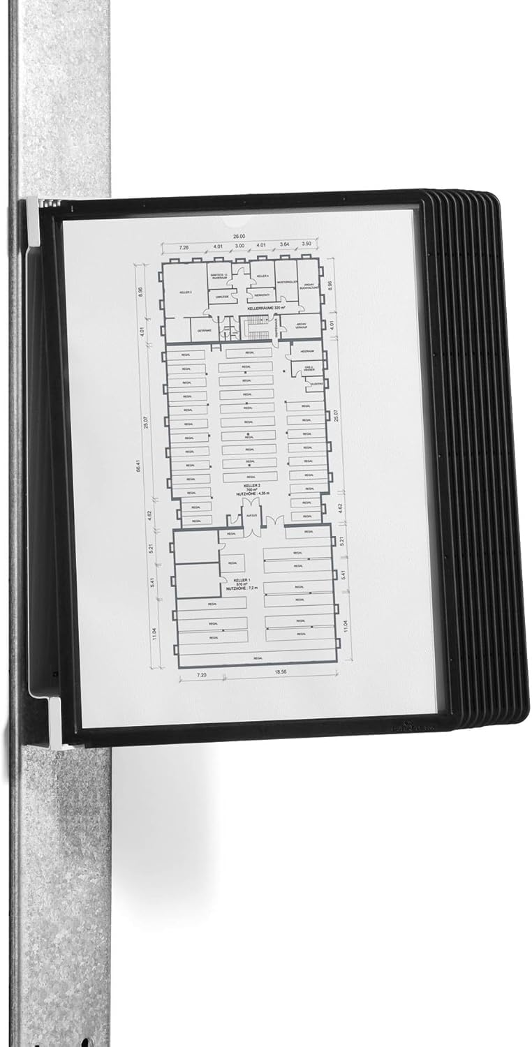 Durable VARIO Magnetic Display Panel Wall Unit - 10 Panels in Black - Ideal for Storing and Displaying A4 Documents