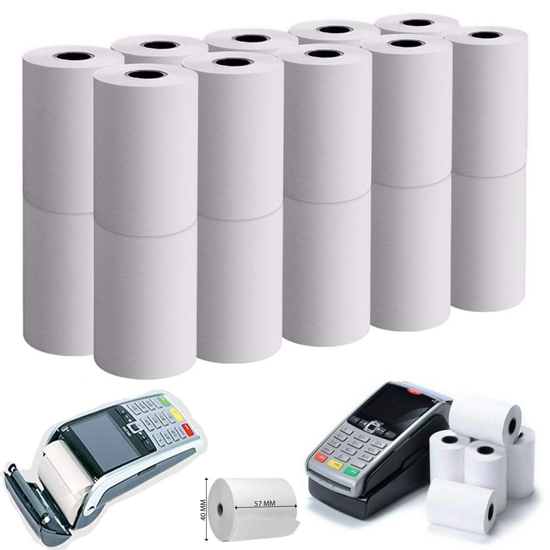 MSF New 57MM X 40MM X 12.7MM BPA Free Thermal Rolls BPA BPS Free Credit Card Machine Rolls PDQ Rolls Thermal Till Rolls (20, 57MM X 40MM X 12.7MM)