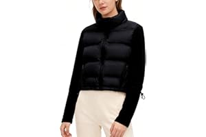 Ynhonra Womens Lightweight Puffer Jacket Short Quilted Winter Coat Warm Insulated Zip Up Stand Collar