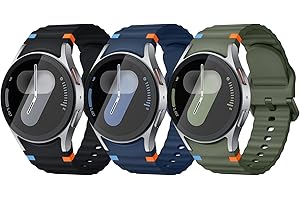 Acextro 3 Pack Sport Band Compatible for Galaxy Watch 7 Bands 44mm 40mm, Samsung Galaxy Watch FE/6/5/4 Classic(40mm-47mm) No Gap Soft Silicone Replacement Strap for Men & Women