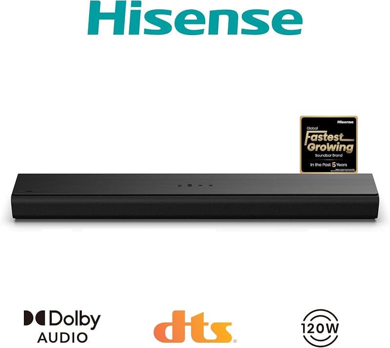 HS1000 - Barra de som 2.0, 120W, Dolby Audio, DTS Virtual:X, Modo TV, EZPlay, Bluetooth 5.3, eARC