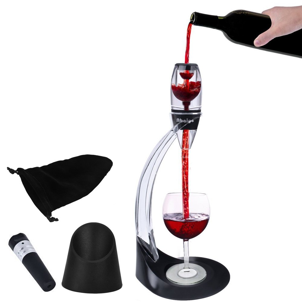 Wine Aerator Pourer Sets Abaige Premium Wind Decanter Including Wine Aerator, Wine Saver Pump, Elegant Aerator stand & Portable Wine Holder