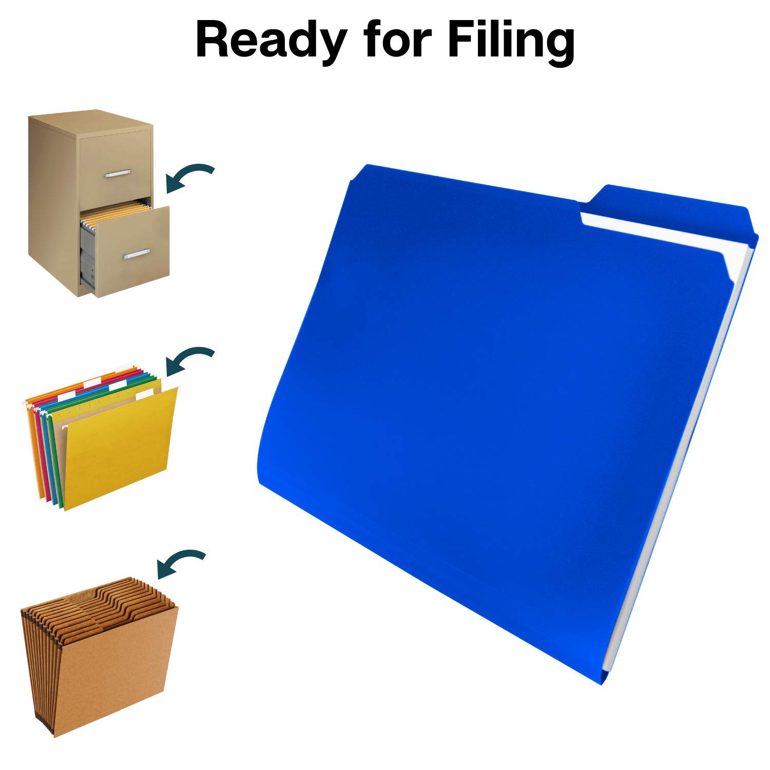 Mua Dunwell Plastic Colored File Folders (6 Pack), 1/3 Tab Filing ...