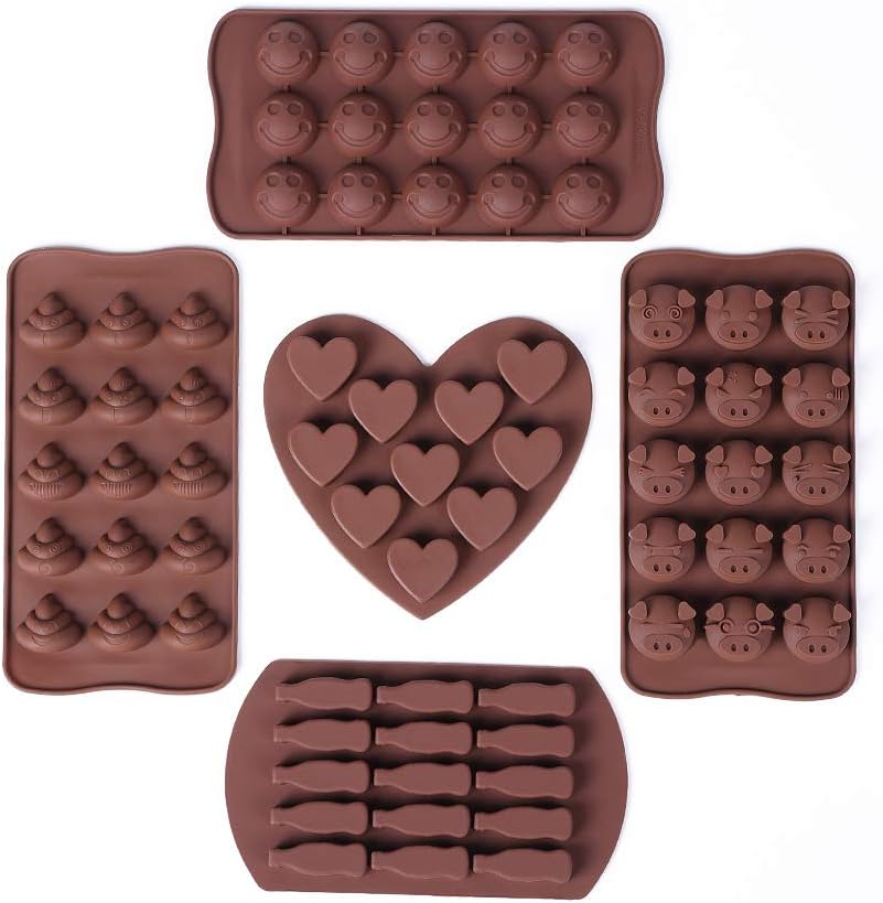 5 Pack Silicone Candy Molds-Chocolate Silicon Molds -Silicone Trays- Silicone Fat Bombs Molds -Food Grade Nonstick Baking Silicone Molds