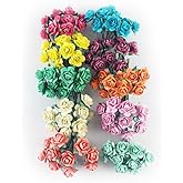 KADADSA 100 pcs Tiny Artificial Roses Mixed Pastel Shade Ten Color Mulberry Paper Flower 15-18 mm Flower Wedding Scrapbooking