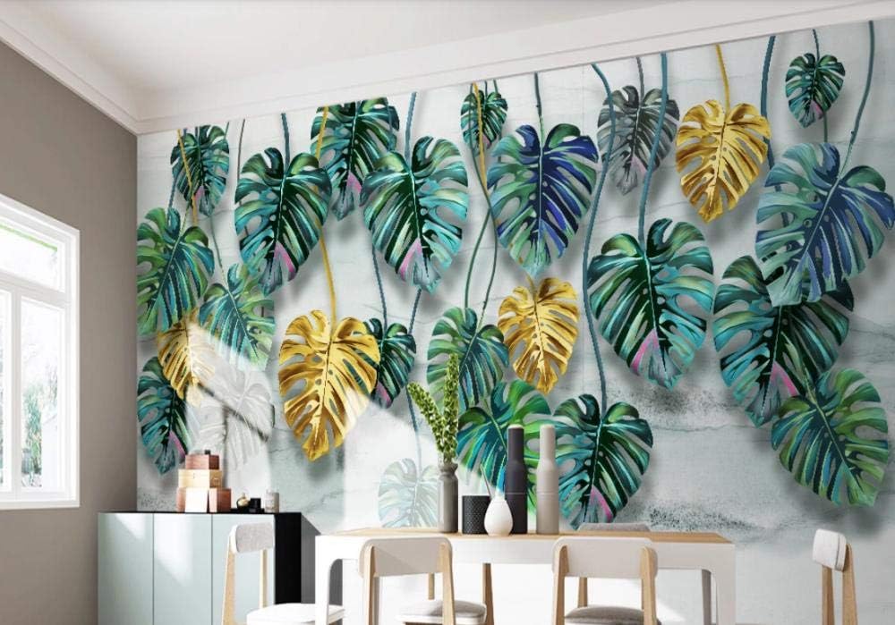 Wall Mural 3d Wallpaper Light Luxury Tropical Plant Leaf Golden Modern Custom Photo Wallpapers Wall Murals Wall Decor Amazon Com