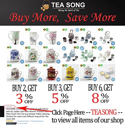 TEANAGOO M01-5 Tea-Mug with Infuser & Lid,13.7 OZ, Camellia, Brewing Strainer for Loose Leaf Green Chinese Mug Mom Women TEANAGOO - Thumbnail 2