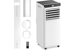 KAUYU Portable Air Conditioners 10,000 BTU Air Conditioner Portable for Room up to 450 Sq.Ft. Portable AC Unit with Remote Control 4 Modes Dehumidifier Window Mount Exhaust Kit (YN-10K/07I)