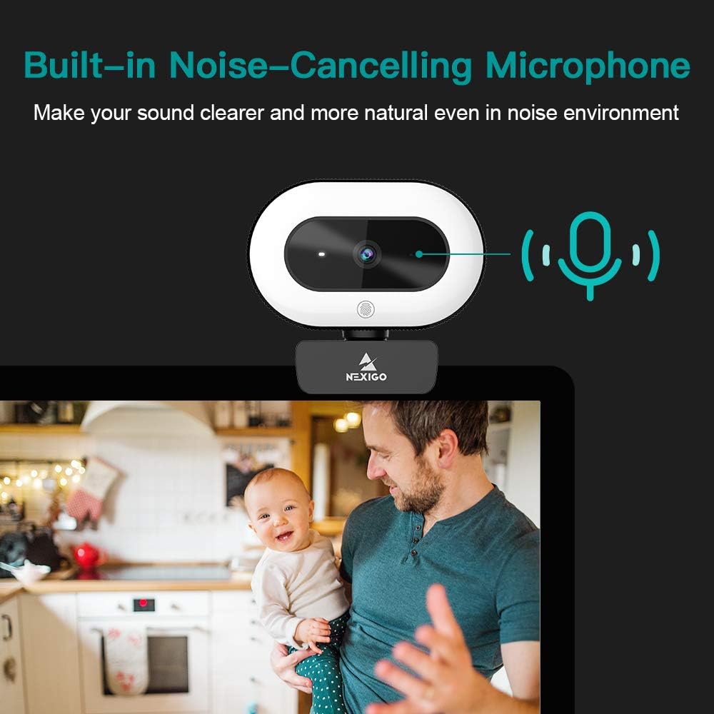 2021 NexiGo StreamCam N930E, 1080P Webcam with Ring Light and Privacy Cover, Auto-Focus, Plug and Play, Web Camera for Online Learning, Zoom Meeting Skype Teams, PC Mac Laptop Desktop Computer: Computers & Accessories