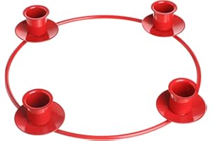 Chengu 1 Pcs Christmas Advent Candle Holder Xmas Metal Advent Wreath Candle Holder Metal Taper 4 Candles Stand for Table Wreath Candelabra Holiday Decor (Red)