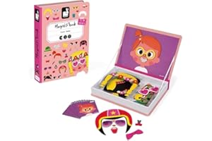 Janod MagnetiBook 66 pc Magnetic Girl Crazy Face Dress Up Game - Ages 3+ J02717