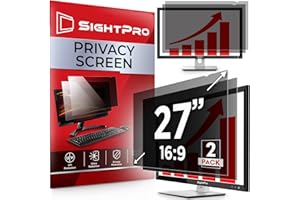 SightPro 27 Inch 16:9 [2 Pack] Computer Privacy Screen Filter for Monitor - Privacy Shield and Anti-Glare Protector