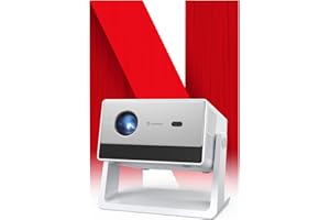 HAPPRUN 1500ANSI Smart Projector with WiFi and Bluetooth, DoIby Audio, Built-in Stand, Electric Focus, Movie Projector for Ho