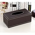 Leather Tissue Box Holder - Waterproof Rectangular Tissue Box Cover Vintage Napkin Paper Holder for Home,Office&Car Decor (Mai)