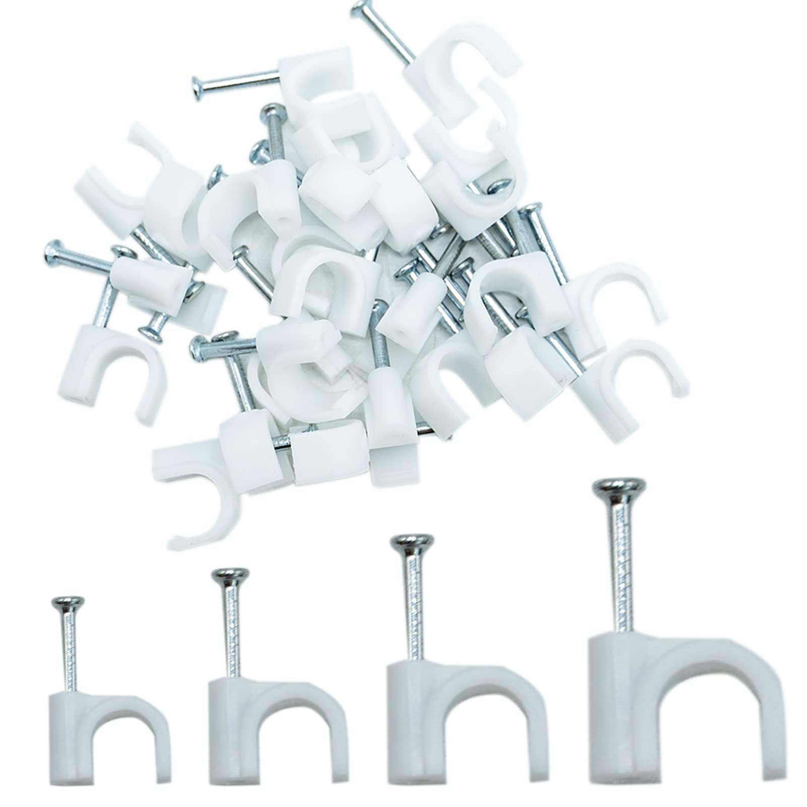 4mm 6mm 8mm 10mm Round Cable Clips 100pcs each of Assortment Cable Holder Management Wire Tidy Clips