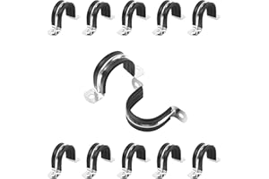 JDHGSHL 1-1/4 Inch Reinforced Rigid Pipe Strap, 2 Holes U Bracket Cable Clamp Hanger, Rubber Cushioned Insulated Clamp, Conduits Strap Clamps for Pipe Fixing on Various Surfaces, 10 PCS(32 mm)