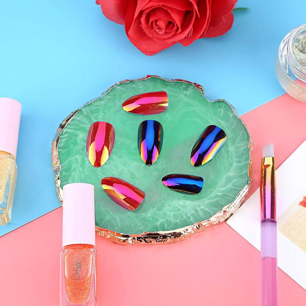 Resin Nail Art Palette, Kalolary Nail Art Cosmetic Mixing Palette Color Mixing Pigment Plate Polish Pigment Holder Drawing Plate Nail Art Painting Gel Palette Manicure Tool (Green) : Beauty