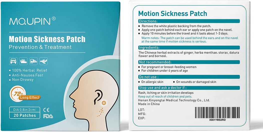 MQUPIN® Motion Sickness Patch Anti-Nausea Relief Vomiting Nausea Dizziness, Sea Sickness Patch 100% Natural Herb Treatment - Image 3