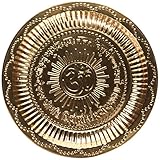 Handmade Copper Hindu Puja Thali with Om Symbol and Gayatri Mantra - Decoration - Mandir Temple Accessory - Spiritual Gifts - Indian D&Atilde;x192;&Acirc;cor by ShalinIndia
