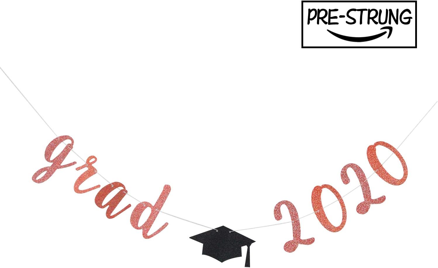 Rose Gold Glitter Grad 2020 Banner - High School/College Graduate Congratulations Hanging Decorating-Congrats Grad Graduation Party Decorations Supplies