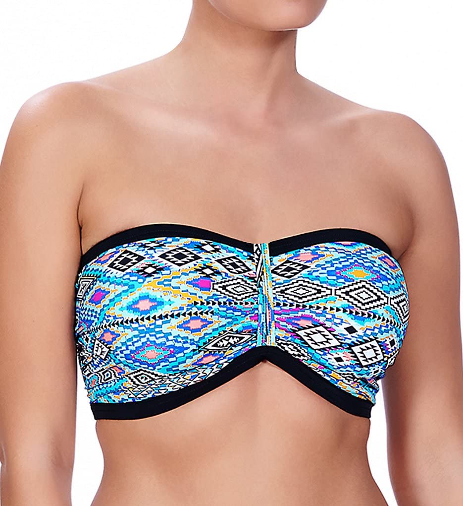 Freya Womens Folklore Underwire Bandeau Bikini Top, 30B, Multi