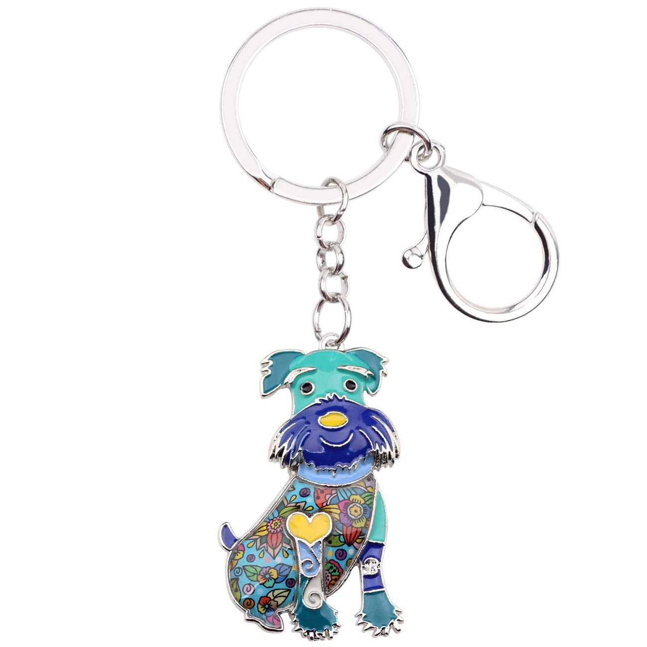 DUOWEI Cute Schnauzer Dog Keychain Acrylic Puppy Pets Keyring Handbag Purse for Women Girls Charm Gift (Blue)
