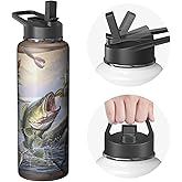 Bass Fishing Themed 40oz Stainless Steel Tumbler Cup, Coffee Mug for Men, Perfect Fishing Gift for Dad