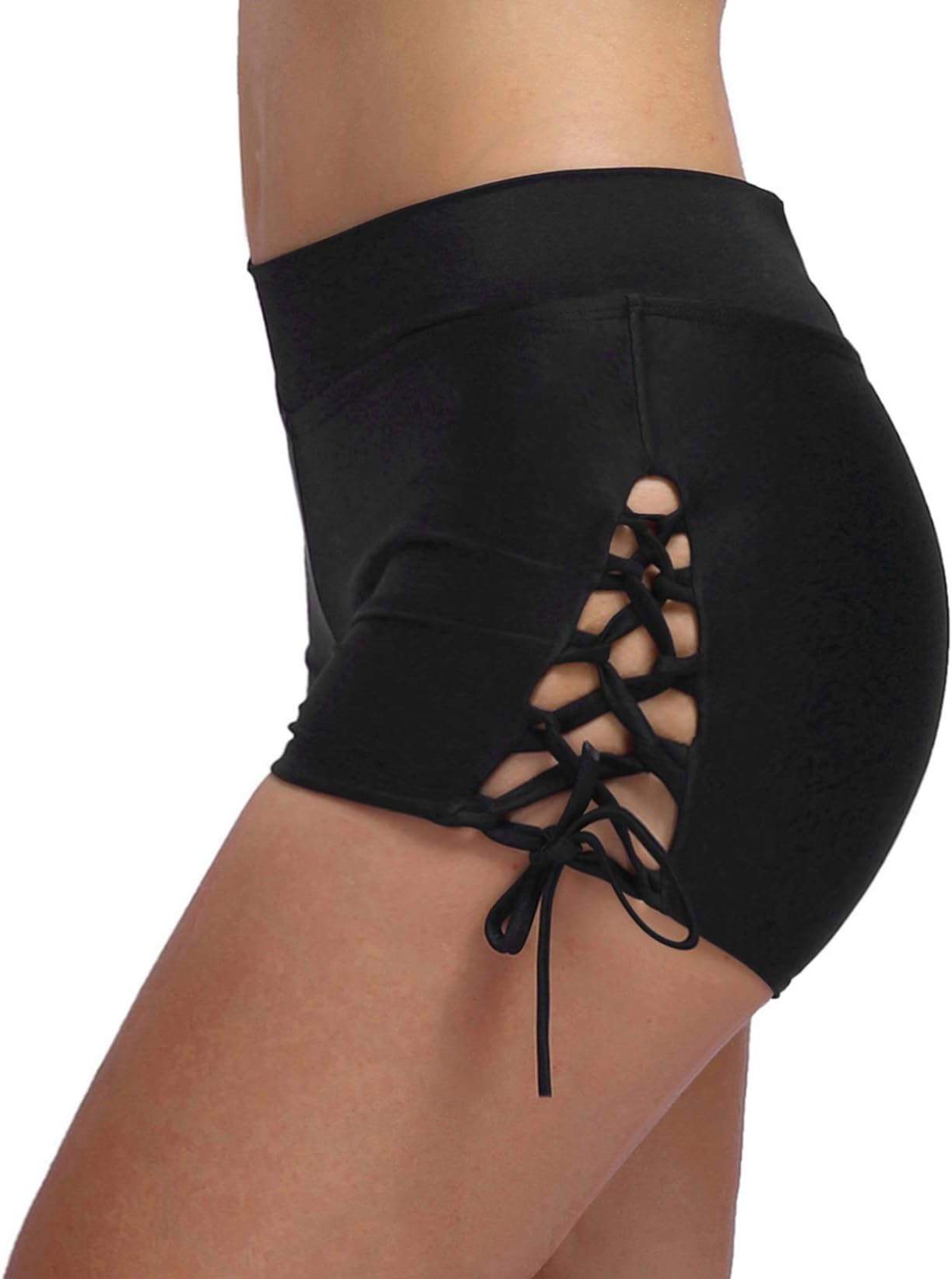 FanShou Women Sporty Tankini Swimsuit Boyshort Swim Bottom Lace Up Board Short