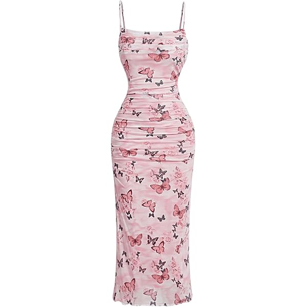 MakeMeChic Women's Butterfly Print Halter Dress - Backless Tiered Ruffle Mini Dress - View #3