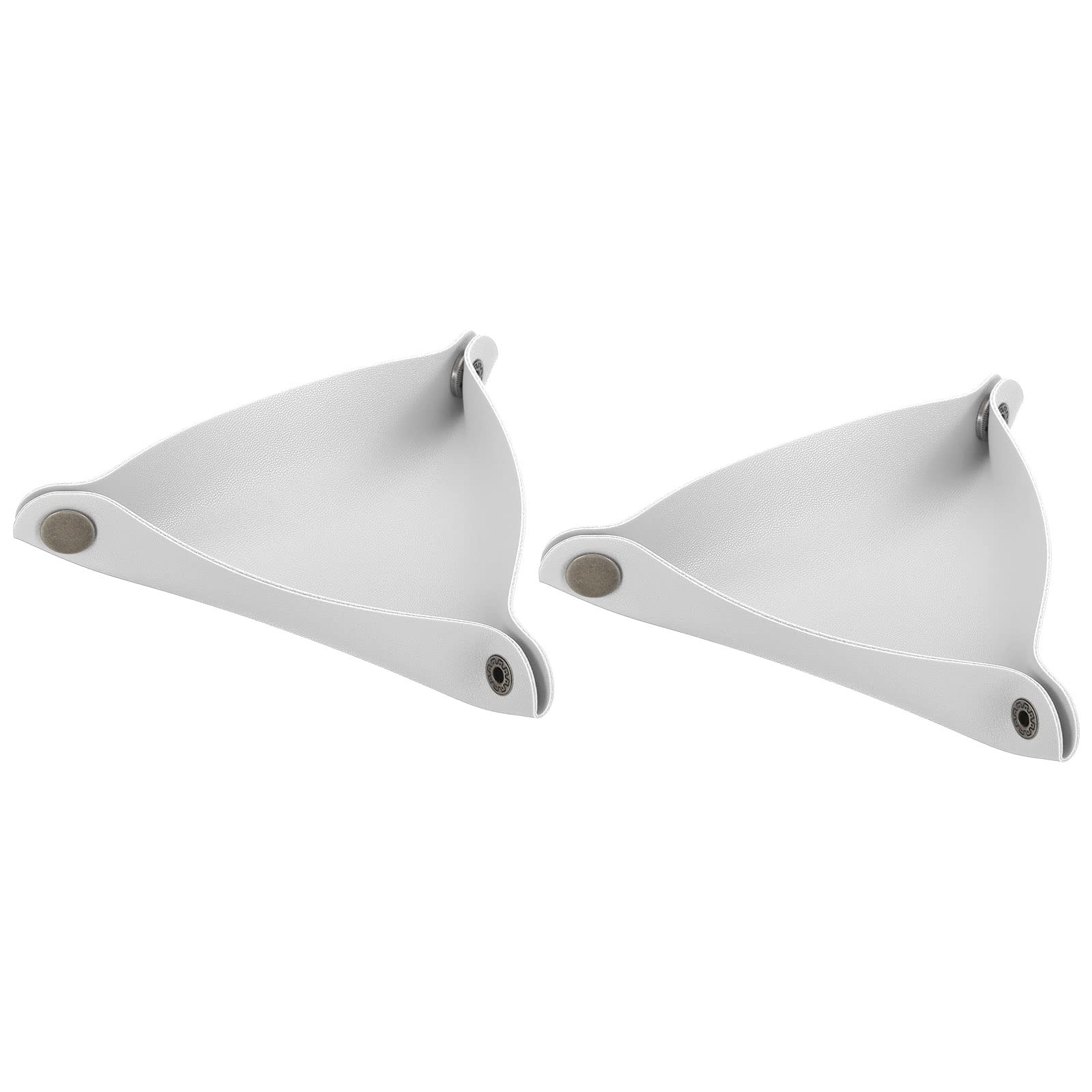 PATIKIL 6" Leather Valet Tray, 2 Pcs Plastic Catchall Holder Foldable Decorative Tray Storage Organizer for Travel Engagement Gifts Watches Jewelry Necklaces Bracelets Storage, White