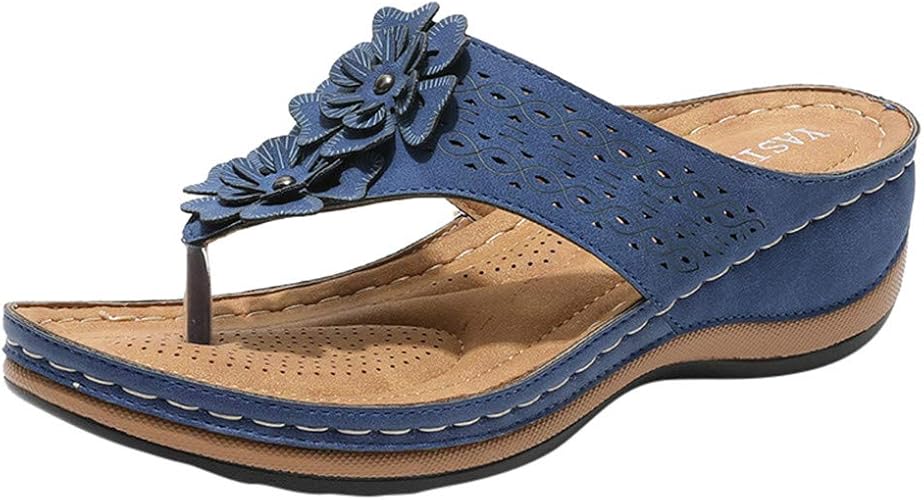 Sandales Femme Tongs Mode Femmes Casual Floral Flip Flops Sandales Compensees Chaussures Pantoufles D Exterieur Confortable Souple Semelle Chaussures De Marche Amazon Fr Chaussures Et Sacs