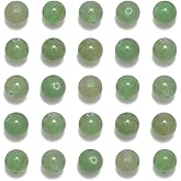 NCB 100pcs 6mm Natural Stones Round Gemstone Round Loose Stone Beads with Elastic String and Beading Needle for Jewelry Making Bracelet Necklace Earrings DIY Crafts (Green Aventurine, 6mm 100Beads)