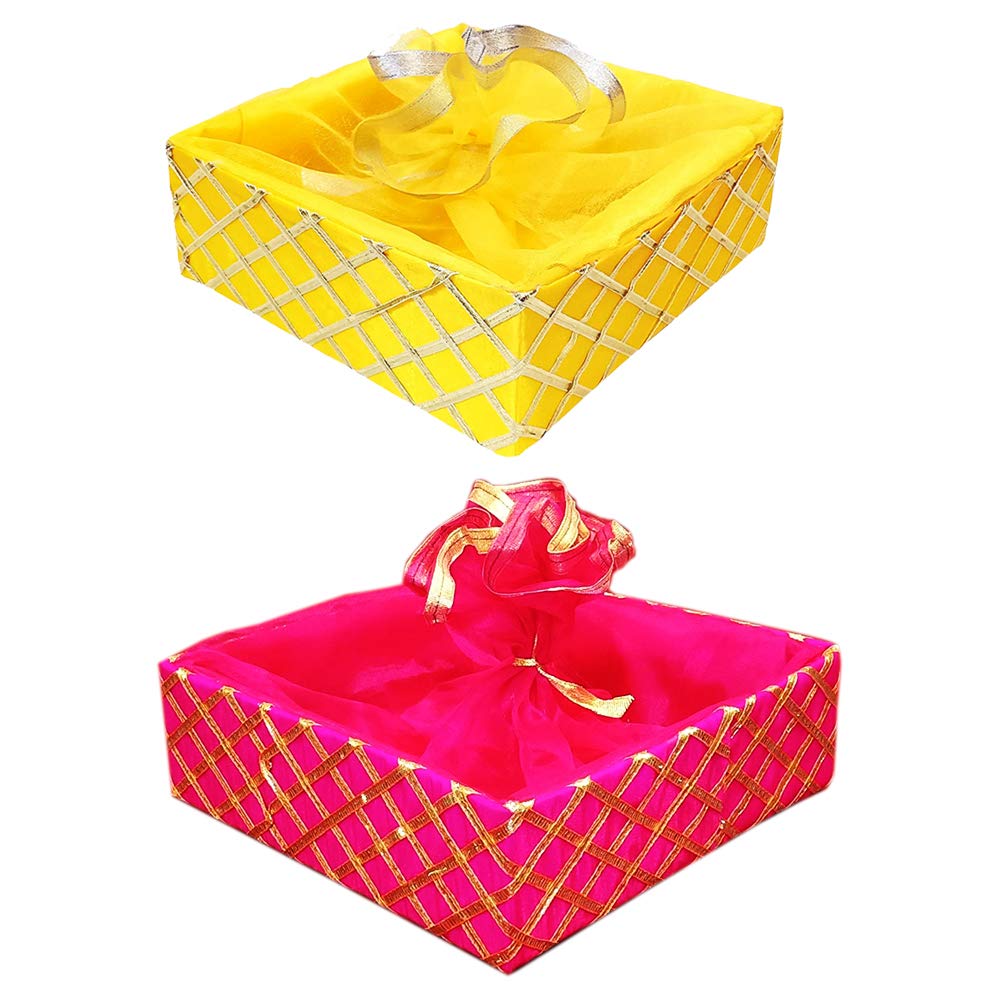 Buy Heezal Pink Designer Fabric Gift Hamper Basket with