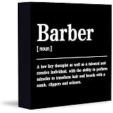 CUANFDDSF Barbershop Hair Salon Decor Wooden Box Sign, Barber Shop Barber Gifts for Men Accessories, Salon Decor for Hair Stylist Salon Barbershop Wall Desk Shelf Tabletop Decoration