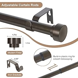HEI! DEAR Bronze Curtain Rods 48 to 84