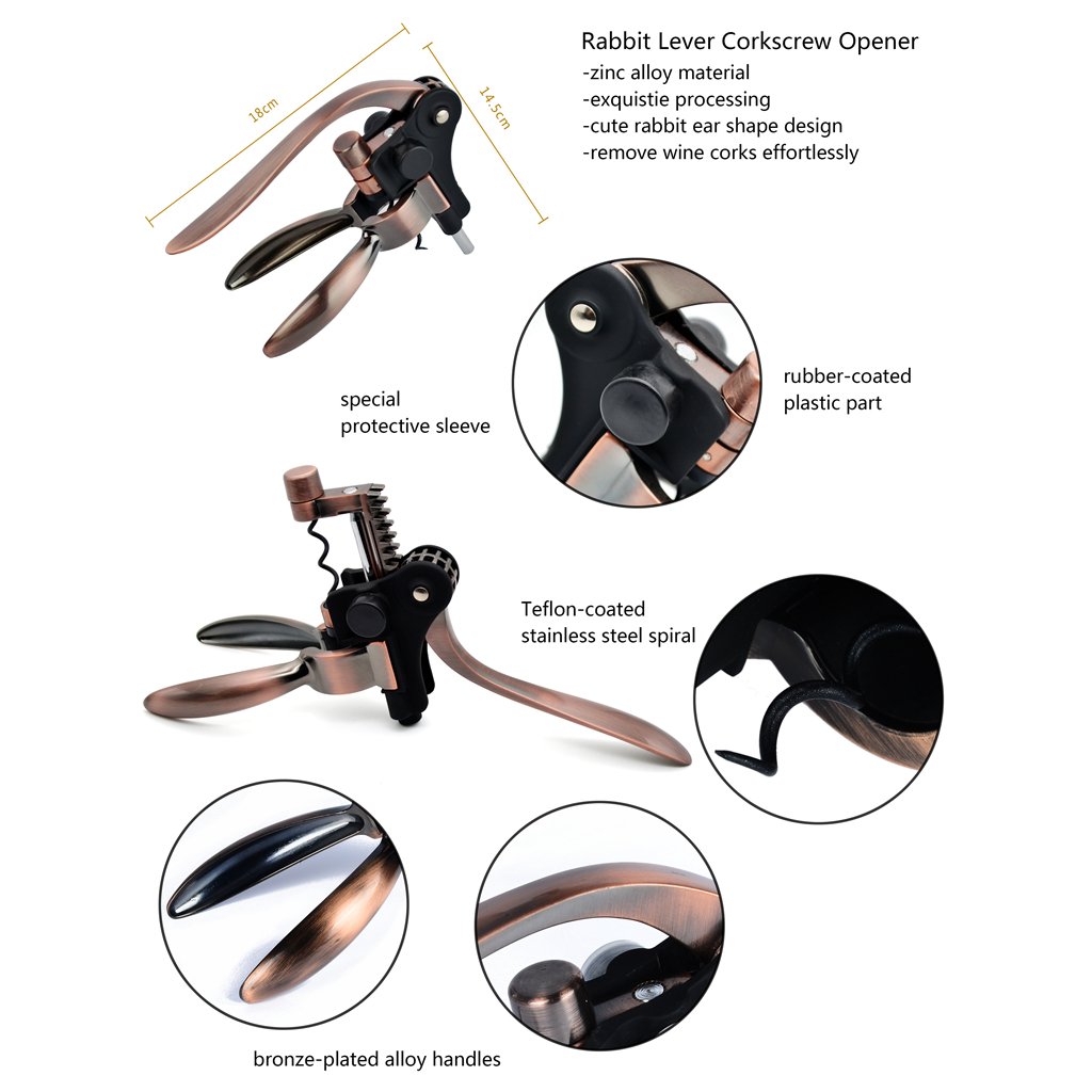 Ovonni Tire Bouchon Ouvre Bouteille Vin Screwpull en Zamak avec Coupe Capsule 2 en 1- Couleur Cuivre Rétro Nostalgique Style
