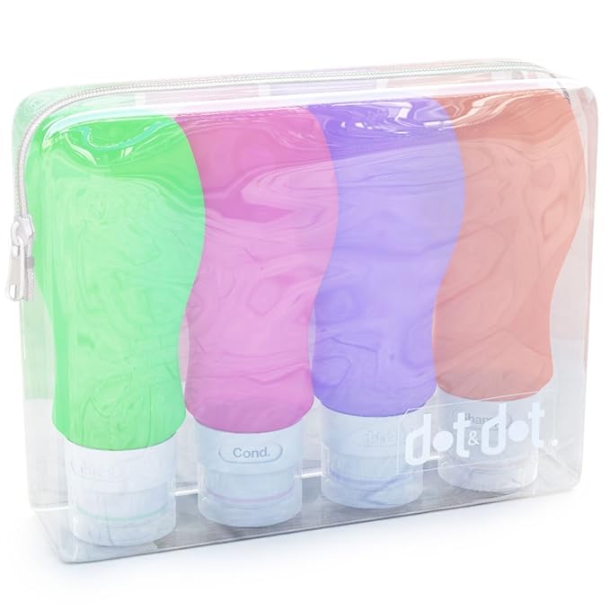 title=Set di bottigliette da viaggio in silicone da 89 ml in sacchetto trasparente TSA