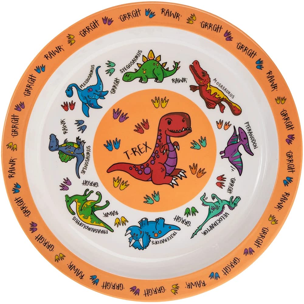 lesser and pavey Kids Plate | Dinosaur Design | 1 Piece | Multicoloured | 21.5 cm x 21.5 cm x 2 cm