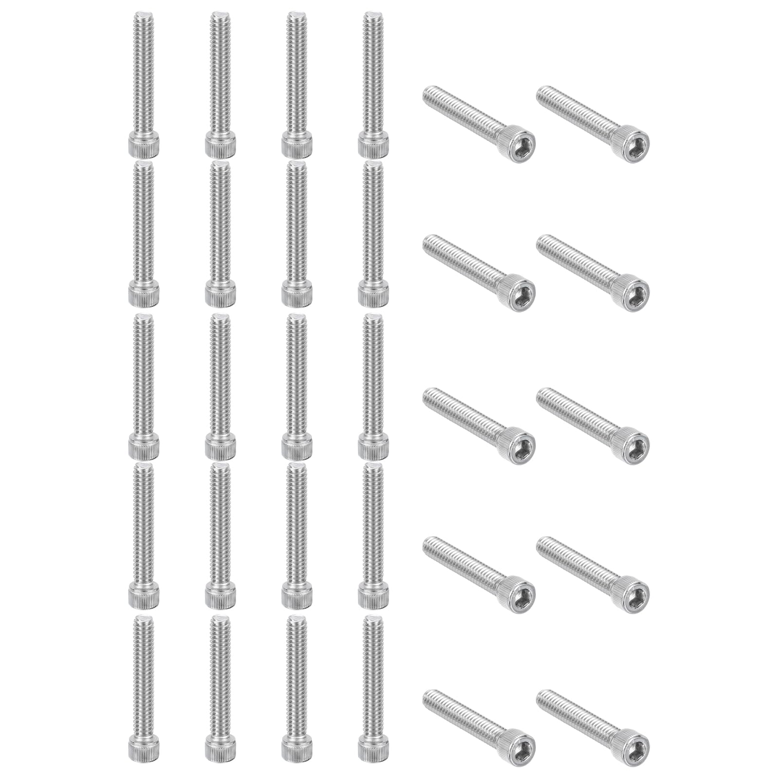 PATIKIL 1/4-20 x 1-1/2" Hex Socket Cap Head Screw Bolt, 30Pcs 304 Stainless Steel 18-8, Machine Full Thread for Construction, Manufacturing, Engineering, Assembling, Furniture