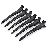 AIMIKE 4.8" Extended Hair Clips for Styling Larger Sections, 6 Pack Black | No-Crease Non-Slip Hair Sectioning Clips w/ Built-In Silicone Band, Duckbill Hair Clips For Blowouts, Rollers And Curling
