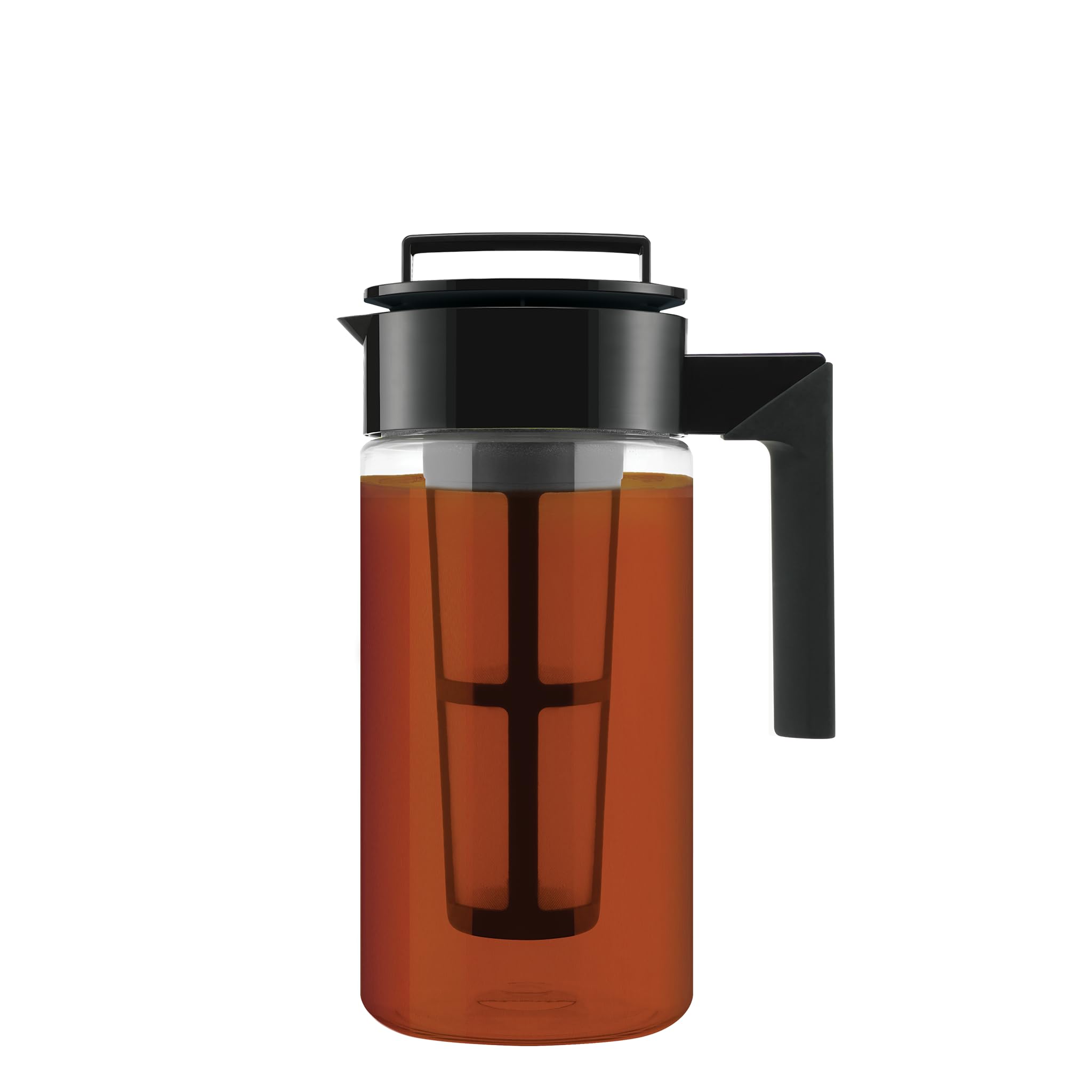 Takeya Flash Chill Iced Tea Maker - Airtight & Durable Iced Tea Maker Jug with Silicone Carry Handle - Leak-Proof & Lightweight Tea Infuser with Patented Flash Chill Technology - 1 Quart, Black