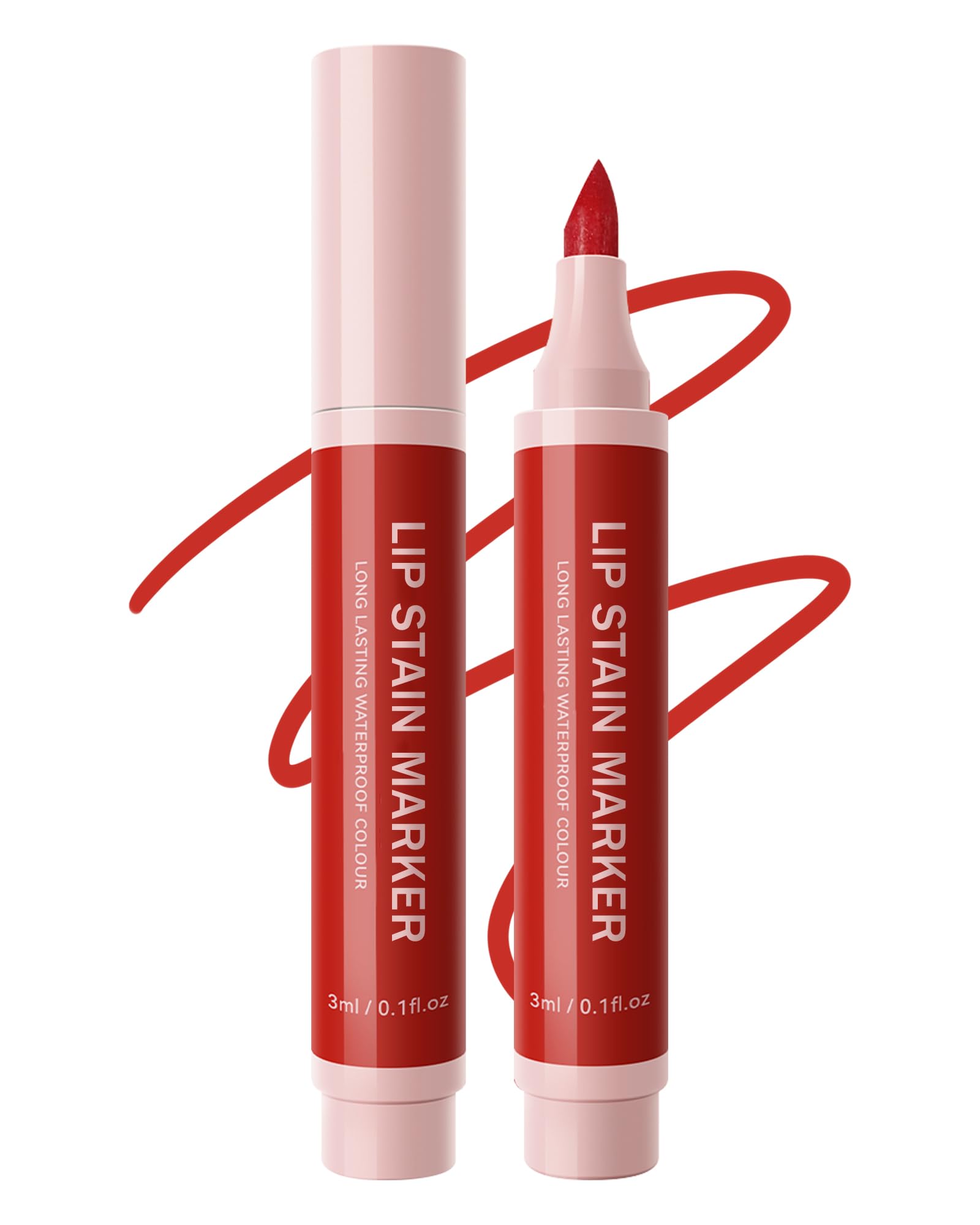 Lip Stain Marker Pen-1Pcs Ruby Red Hydrating Lip Stain Liquid Lip Liner Pencil, Long Lasting Waterproof Smudge-proof Natural Matte Finish, Precise Chisel Tip Smooth, Lip Makeup Gift for Women-04