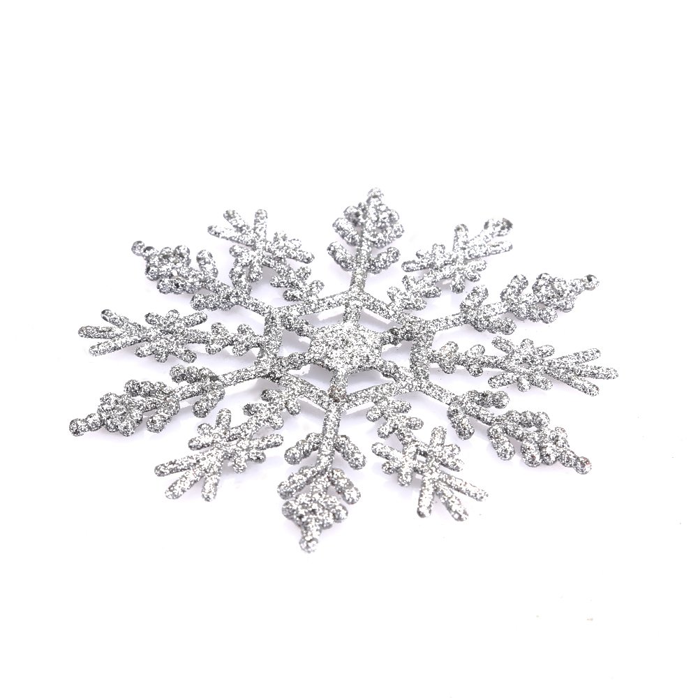 Zogin Glittery Snowflake Christmas Xmas Tree Hanging Decoration Ornaments, Pack of 12pcs (Sliver)