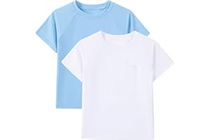 Angel season Boys Rash Guard Swim Shirt Short Sleeve UPF 50+ for Toddler Kids Teens Swimwear Rashguard Quick Dry, Size 3-14