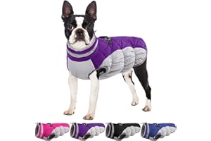 OUOBOB Small Dog Coat,Dog Jackets for Small Dogs,Warm Winter Jacket, Puppy Coat with Harness Built in,Waterproof Dogs Jacket,Puppy Cold Weather Coats,Pet Winter Clothes Snowsuit Shih Tzu Bichon,Purple