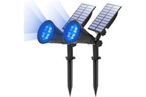 T-SUN Blue Solar Spotlights, Solar Lights Outdoor Waterproof, Auto ON/Off Adjustable Solar Garden Pond Lights for Tree, Patio, Yard, Garden, Driveway, Stairs, Pool Area (Blue- 2 Pack)