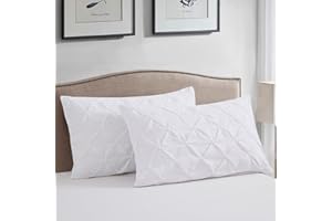 Vaulia Lightweight Microfiber Decorative Pillow Shams, Pinch Pleat Design King Size (20x36), White Color 2-Pack