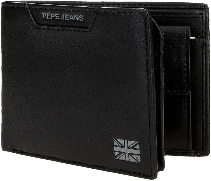 Indiana Cartera Horizontal con Monedero Negro 12,5x9,5x1 cms Piel by Joumma Bags