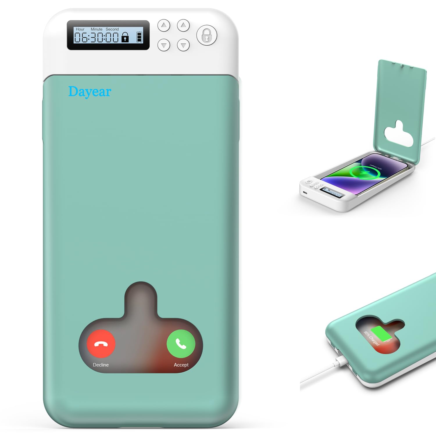 Dayear Phone Lock Box with Timer, Self-Control Timed Locker Box, Phone Jail Help Kids/Adults Prevent Phone Addiction (Max6.7Inch)/Green
