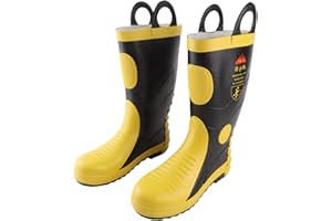 Firefighter Boots,Rubber Fighting Safety Boots High Temperature Resistant Waterproof Shoes Fireman (42)